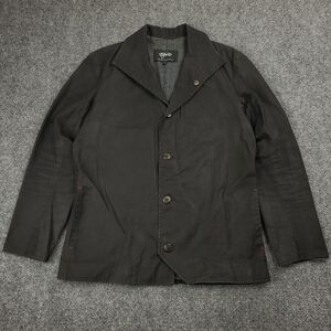 18 Waits Baumer Jacket Mens Small Waxed Cotton Button Up Designer Luxury Black